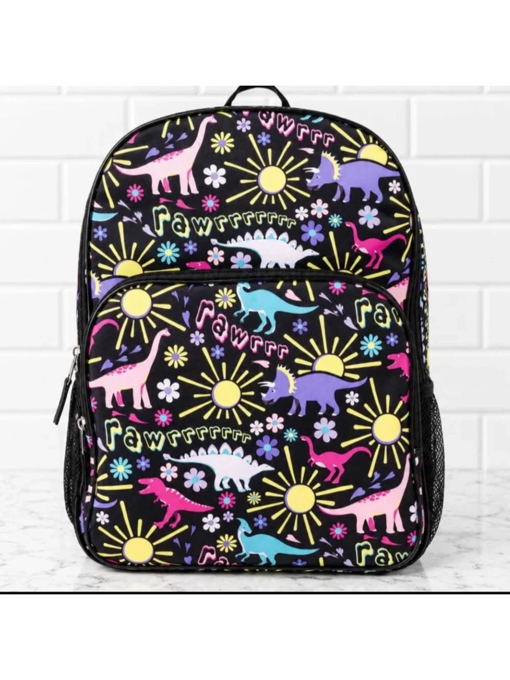 Wonder Nation Kids 17 Dinosaur Fossil Garden Backpack Black School Book Bag